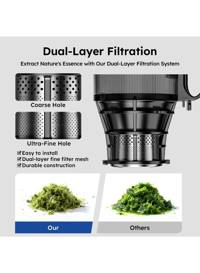Icyglee Slow Masticating Juicer Extractor 99.6% High Juice Yield Pulp-free, Slow Juicer for Fruit and Vegetables, Fruit Juicer with 13cm Wide Feed Chute, 150W  Cold Press Juicer  BPA Free - Image 2